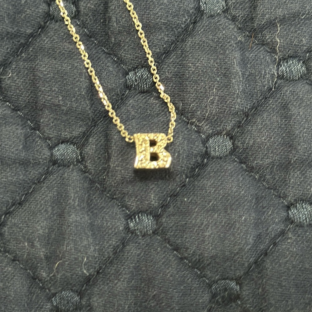 14KT White Gold & Diamond, Lower Case B Initial Diamond Necklace